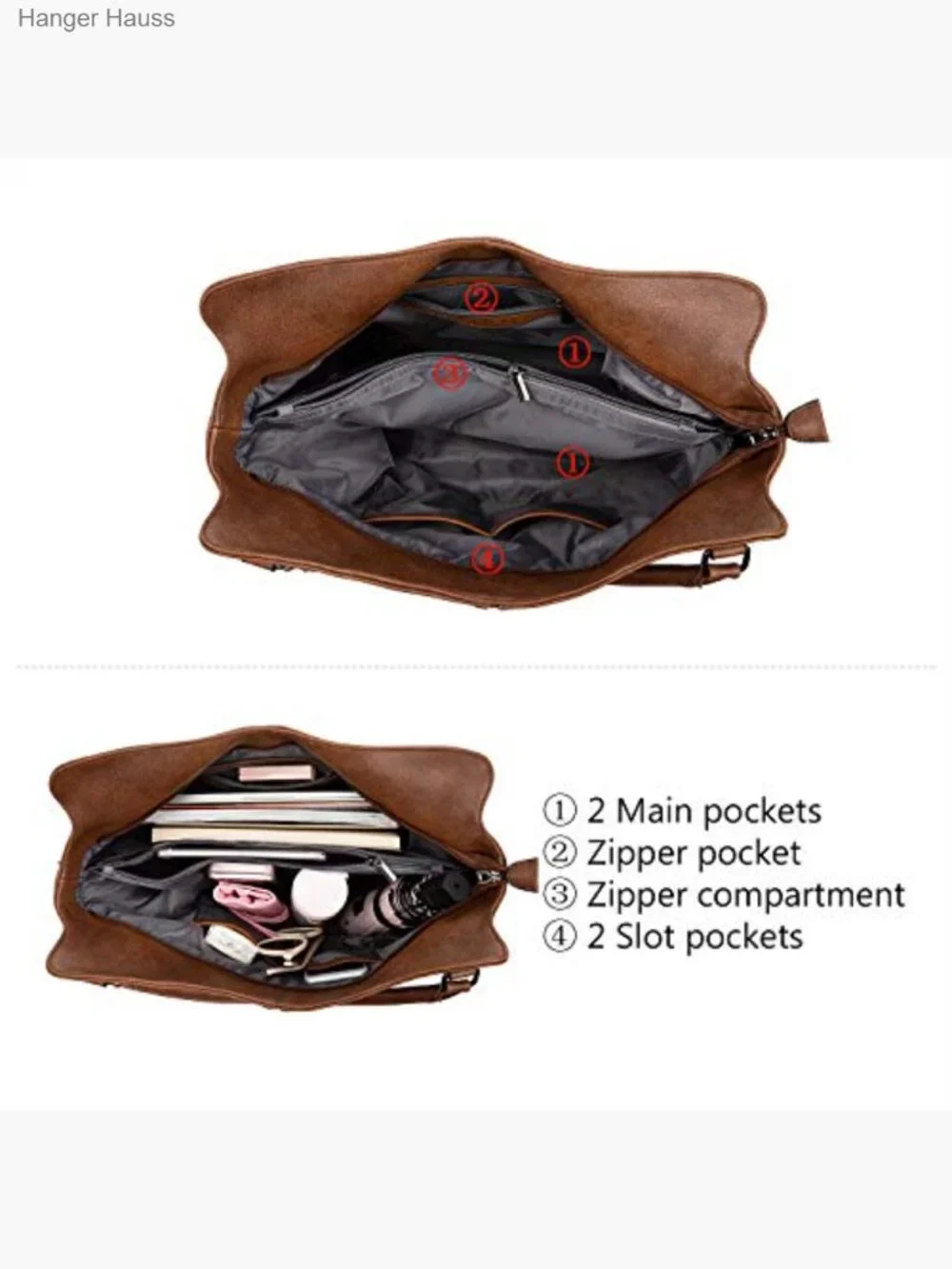 PU Leather Hobo Shoulder Bag Large Capacity Tote Purse